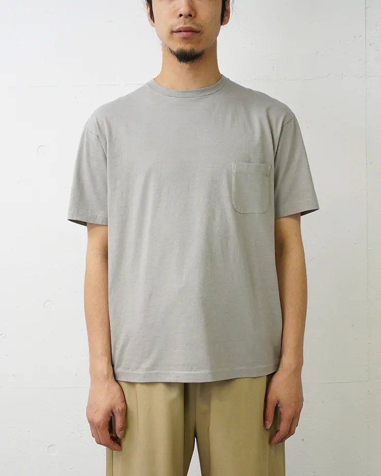 YAECA (MEN) / Compact Fit Densely Knit T-Shirt with Pocket / GREY