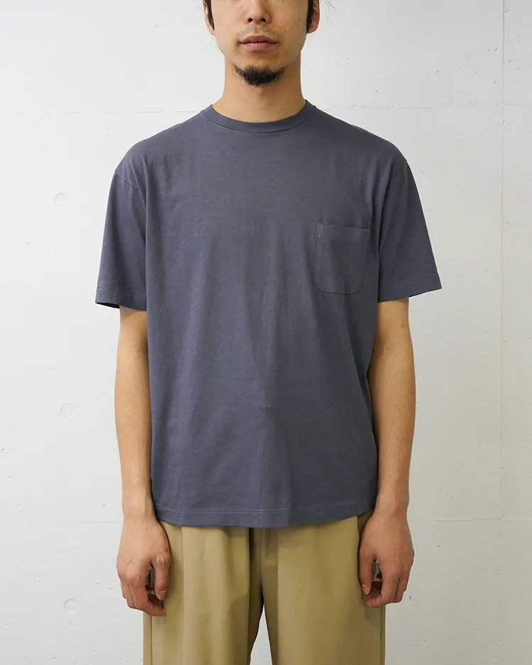 YAECA (MEN) / Compact Fit Densely Knit T-Shirt with Pocket / NAVY