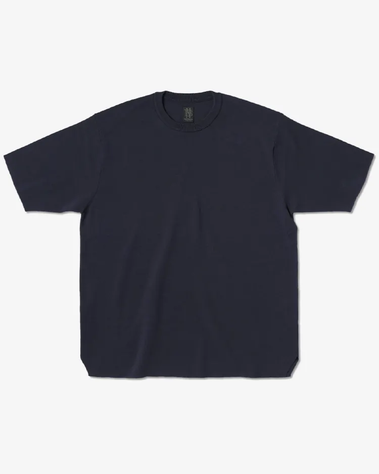 BATONER (WOMEN) / 32G SMOOTH KNIT T-SHIRT / NAVY