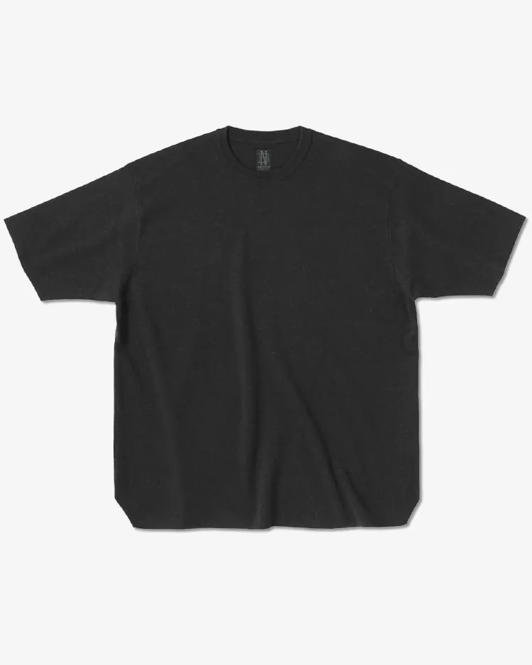 BATONER (WOMEN) / 32G SMOOTH KNIT T-SHIRT / MELANGE BLACK