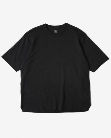 BATONER (MEN) / 32G SMOOTH KNIT T-SHIRT / MELANGE BLACK 