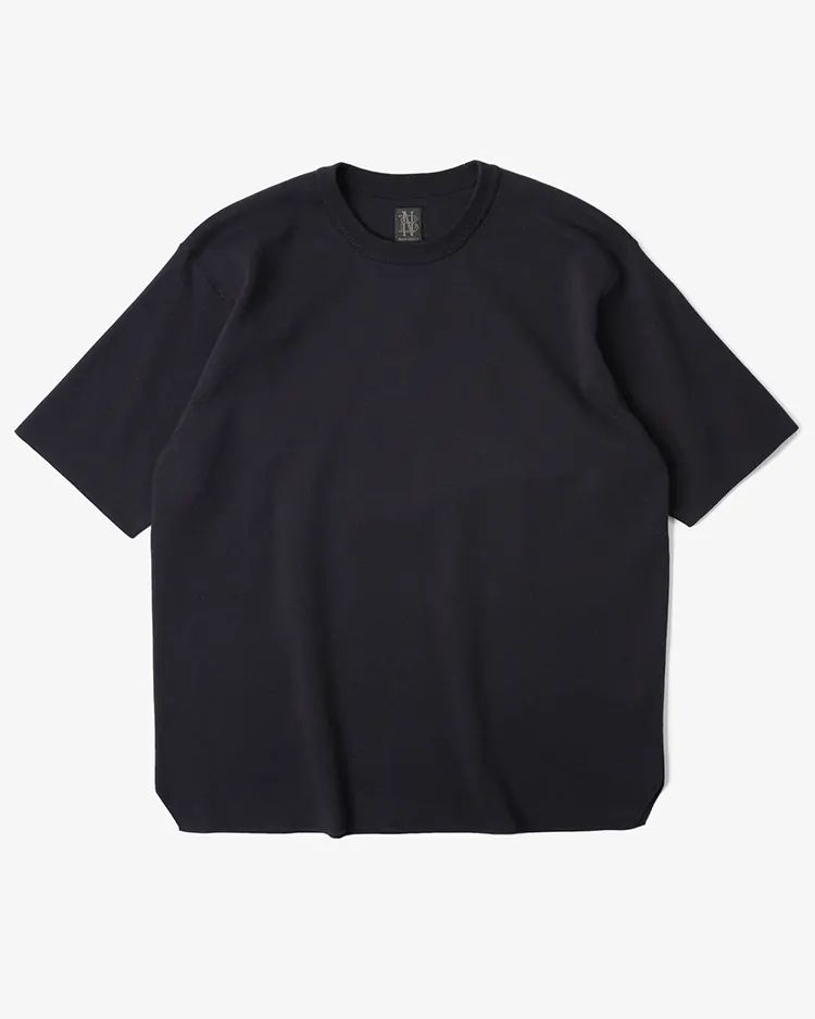 BATONER (MEN) / 32G SMOOTH KNIT T-SHIRT / NAVY