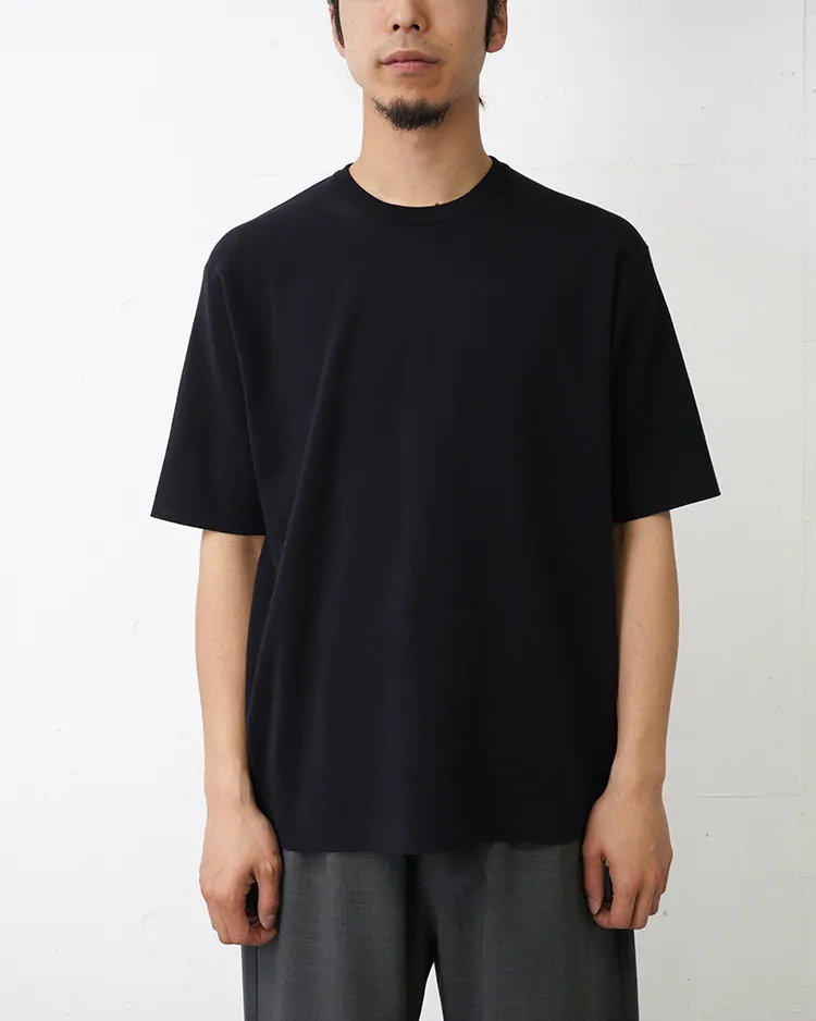 BATONER (MEN) / 32G SMOOTH KNIT T-SHIRT / BLACK