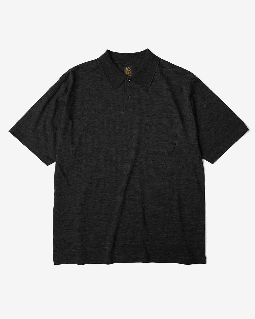 BATONER (MEN) / SUMMER WOOL POLO T-SHIRT / CHARCOAL