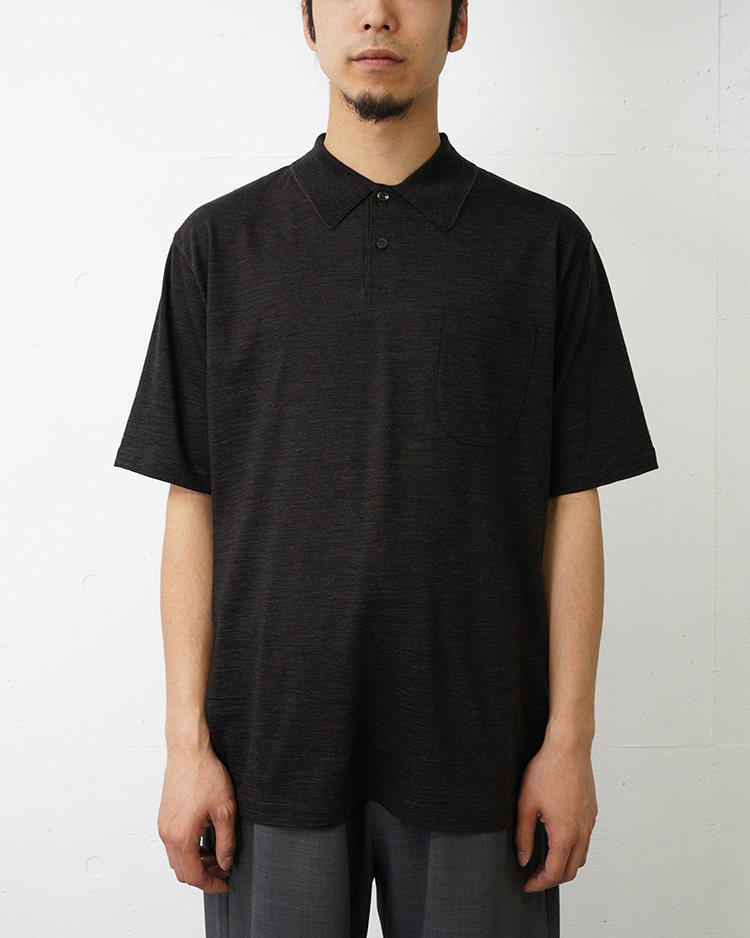 BATONER (MEN) / SUMMER WOOL POLO T-SHIRT / BROWN