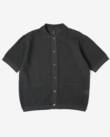  / SUMMER KNIT POLO CARDIGAN SHORT SLEEVE / CHARCOAL