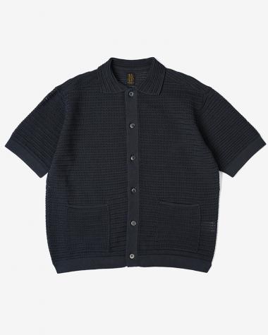 BATONER (MEN) / SUMMER KNIT POLO CARDIGAN SHORT SLEEVE / NAVY