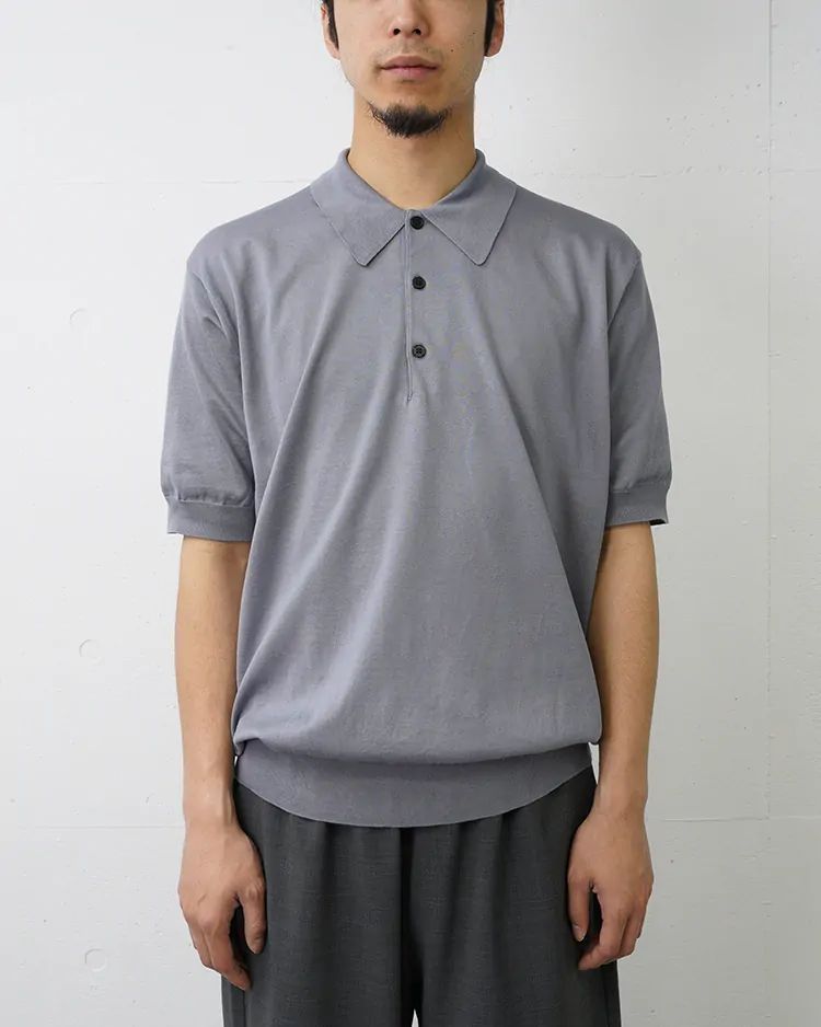 BATONER (MEN) / CARIBBEAN SEAISLAND COTTON POLO SHORT SLEEVE / GRAYISH BLUE