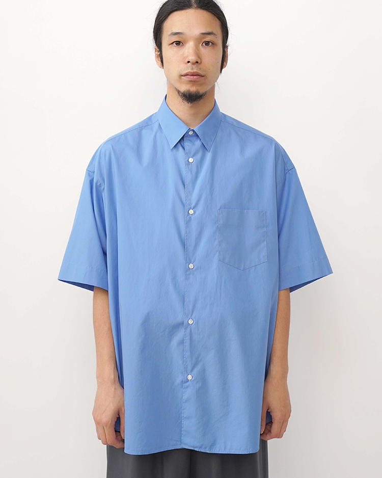 Graphpaper (MEN) / Broad S/S Oversized Regular Collar Shirt / BLUE