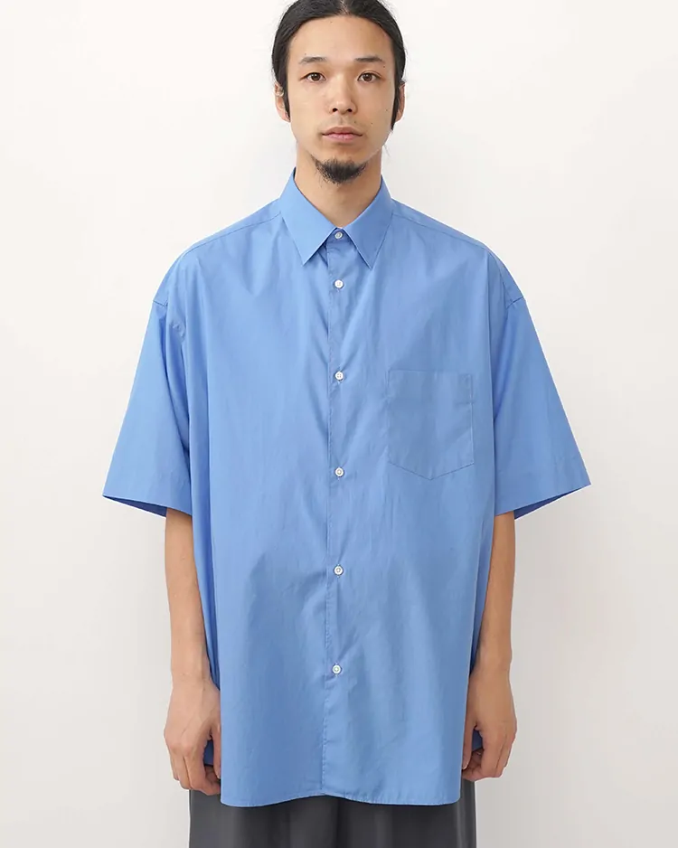 Graphpaper (MEN) / Broad S/S Oversized Regular Collar Shirt / BLUE
