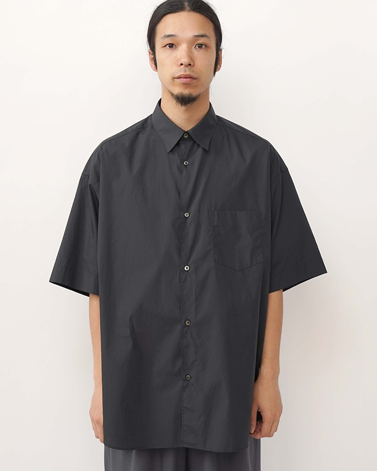 Graphpaper (MEN) / Broad S/S Oversized Regular Collar Shirt / BLACK