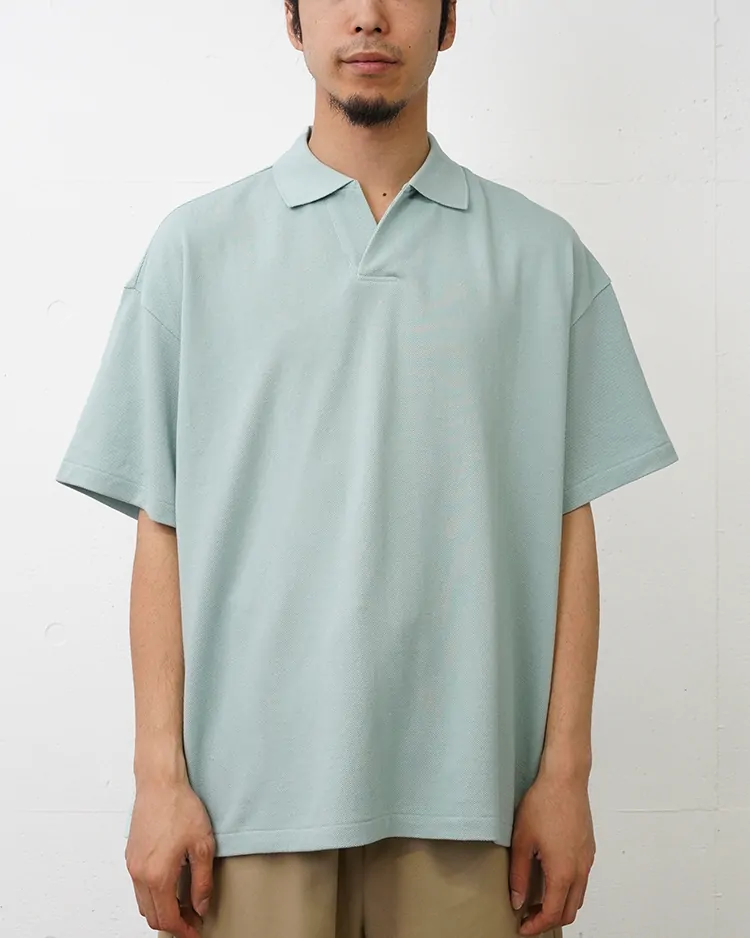 Graphpaper (MEN) / Cotton Pique Jersey S/S Skipper Polo / SMOKE BLUE