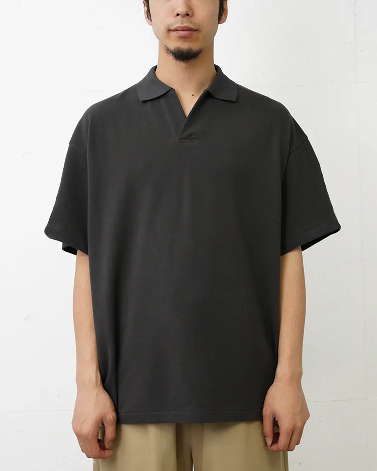 Graphpaper (MEN) / Cotton Pique Jersey S/S Skipper Polo / CHARCOAL