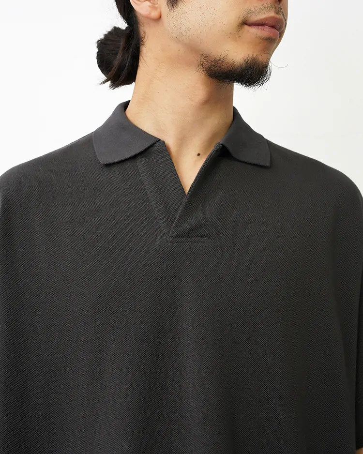 Cotton Pique Jersey S/S Skipper Polo / CHARCOAL | Graphpaper (MEN