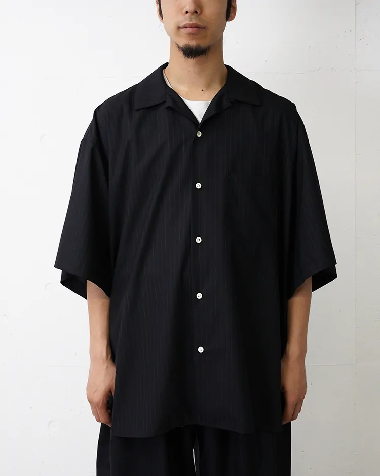 Sillage / re-engineered overshirt short sleeve black stripe