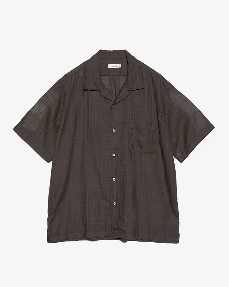 nanamica / Open Collar Panama S/S Shirt / CH(Charcoal)