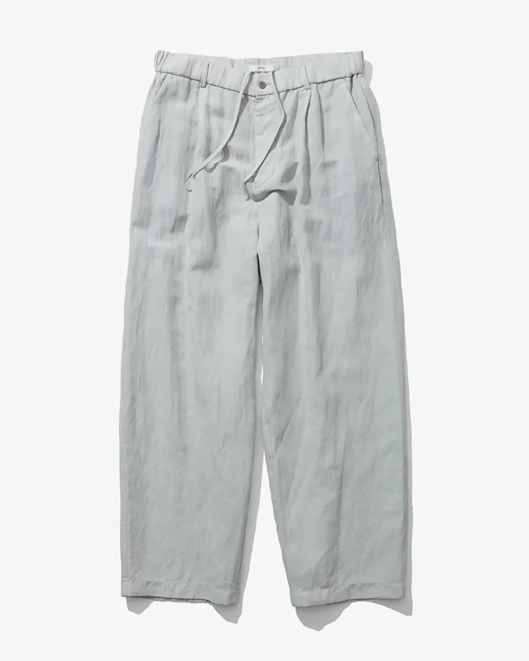 ATON (MEN) / COTTON LINEN VOILE LOOSE PANTS / SAX