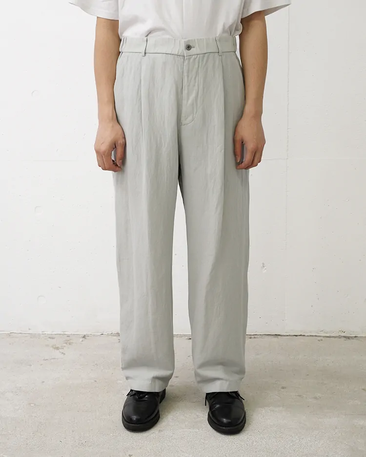 ATON (MEN) / COTTON LINEN VOILE LOOSE PANTS / SAX