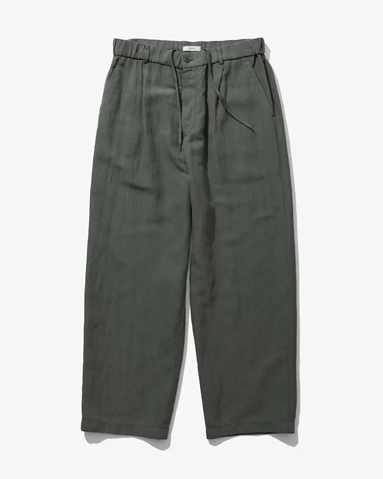 ATON (MEN) / COTTON LINEN VOILE LOOSE PANTS / KHAKI
