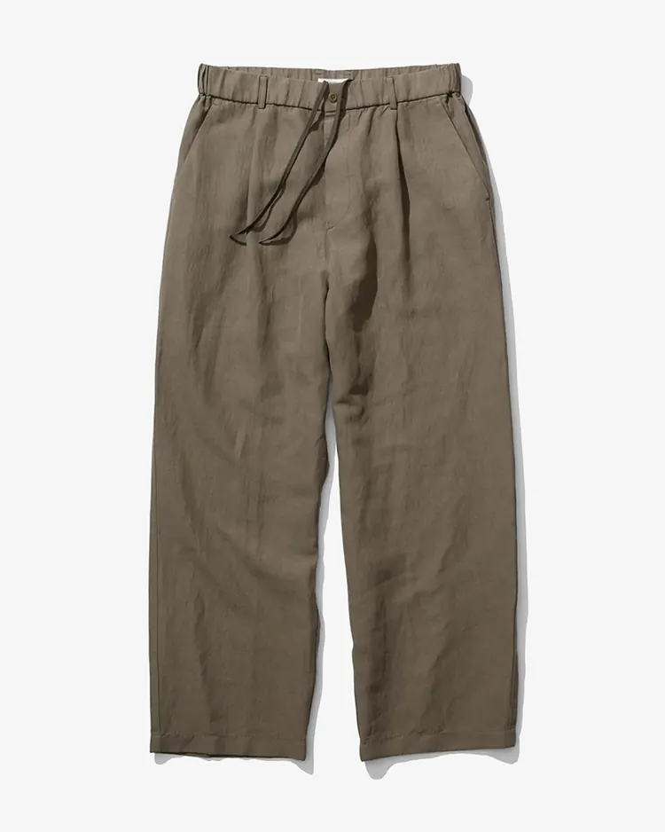 ATON (MEN) / COTTON LINEN VOILE LOOSE PANTS / BEIGE