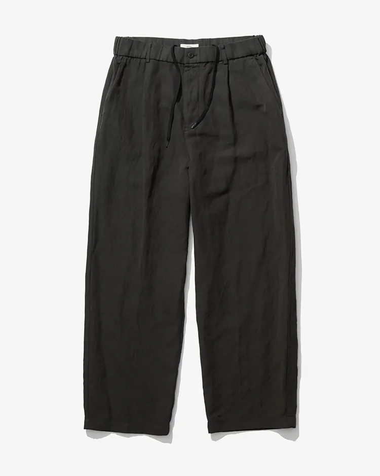 ATON (MEN) / COTTON LINEN VOILE LOOSE PANTS / CHARCOAL GRAY