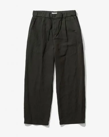 ATON (MEN) / COTTON LINEN VOILE LOOSE PANTS / CHARCOAL GRAY
