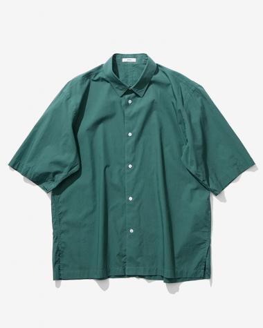  / SHRINK COTTON LAWN OVERSIZED HALF SLEEVE SHIRT / GREEN