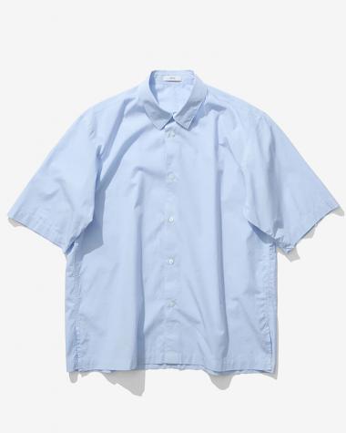 / SHRINK COTTON LAWN OVERSIZED HALF SLEEVE SHIRT / SAX