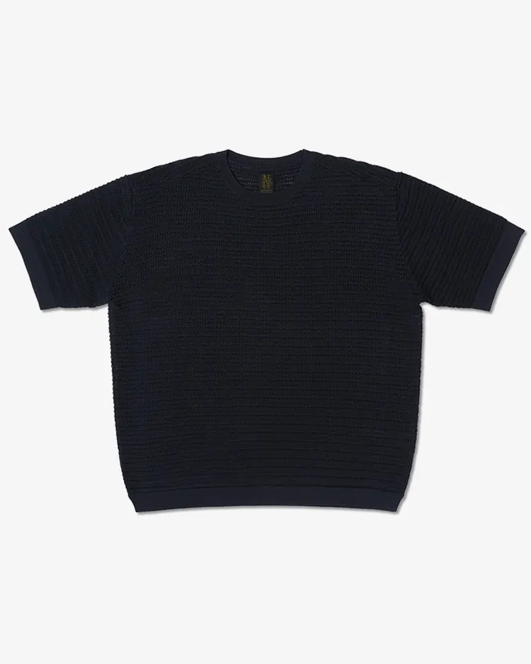 BATONER (MEN) / SUMMER KNIT CREW SHORT SLEEVE / NAVY