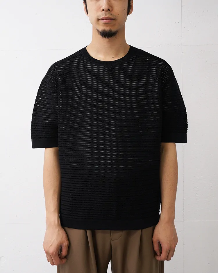 BATONER (MEN) / SUMMER KNIT CREW SHORT SLEEVE / NAVY