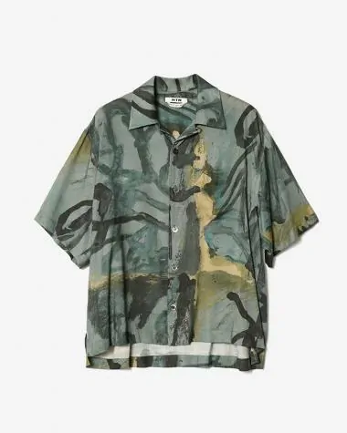 NTN / MARIJN VAN KREIJ S/S OPEN COLLAR SHIRT / BLACK PAINT