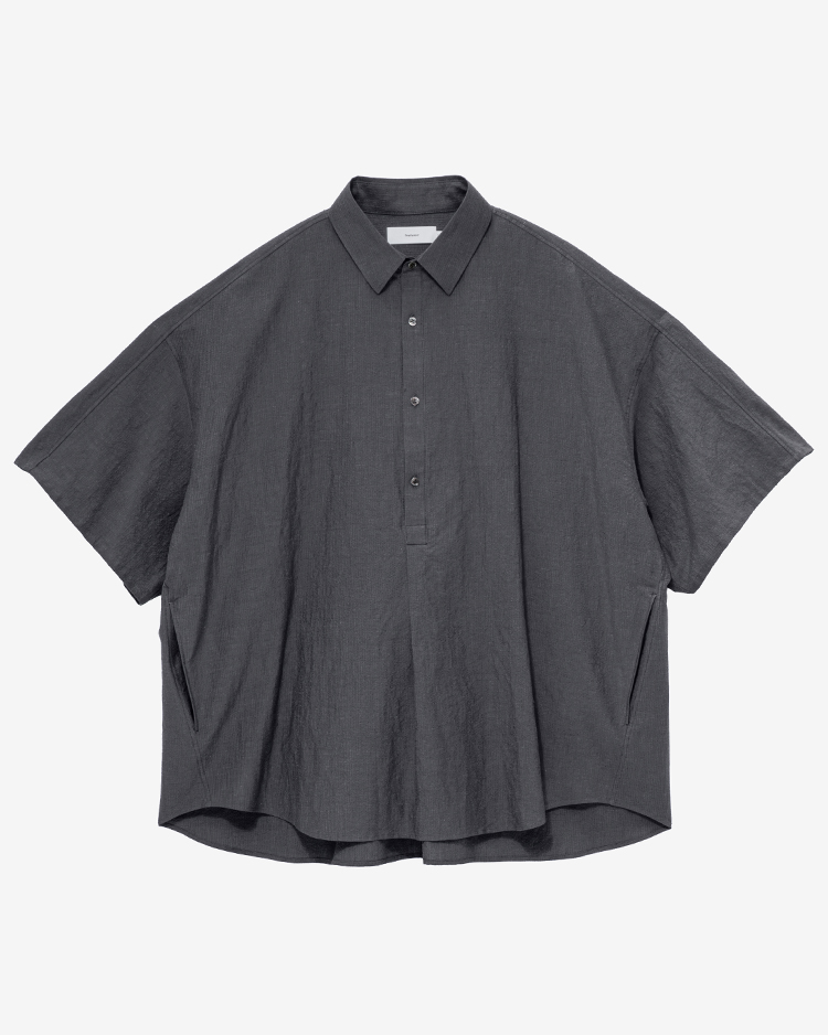Graphpaper (MEN) / Cotton Linen Seersucker S/S Pullover Shirt / GREY