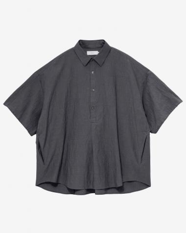  / Cotton Linen Seersucker S/S Pullover Shirt / GREY