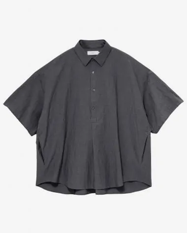 Graphpaper (MEN) / Cotton Linen Seersucker S/S Pullover Shirt / GREY
