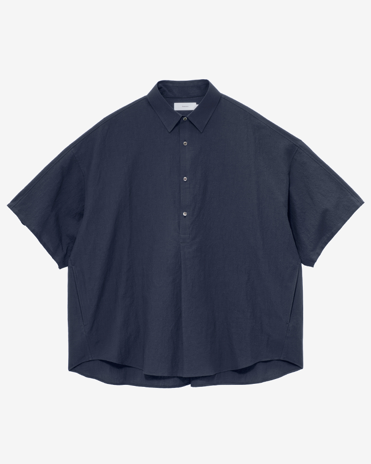 Graphpaper (MEN) / Cotton Linen Seersucker S/S Pullover Shirt / NAVY