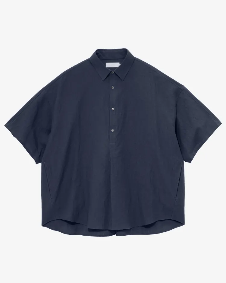 Graphpaper (MEN) / Cotton Linen Seersucker S/S Pullover Shirt / NAVY