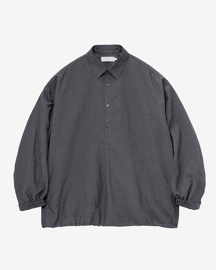 Graphpaper (MEN) / Cotton Linen Seersucker L/S Pullover Shirt / GREY