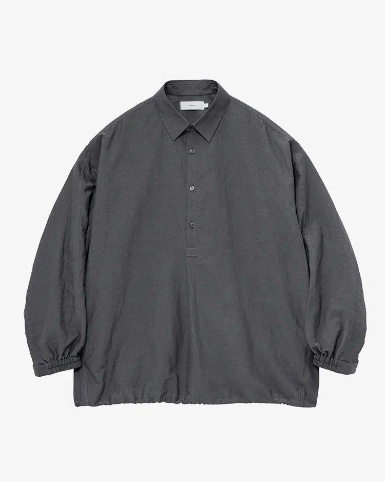 Graphpaper (MEN) / Cotton Linen Seersucker L/S Pullover Shirt / GREY