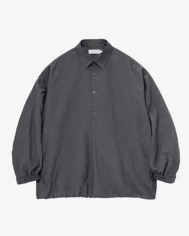 Graphpaper (MEN) / Cotton Linen Seersucker L/S Pullover Shirt / GREY