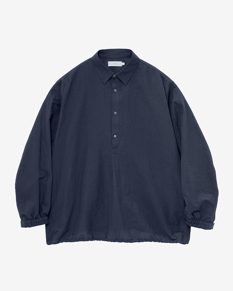 Graphpaper (MEN) / Cotton Linen Seersucker L/S Pullover Shirt / NAVY