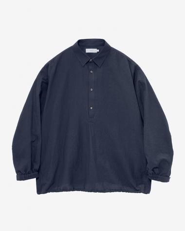 / Cotton Linen Seersucker L/S Pullover Shirt / NAVY