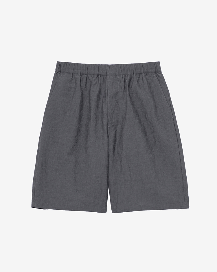 Graphpaper (MEN) / Cotton Linen Seersucker Track Shorts / GREY