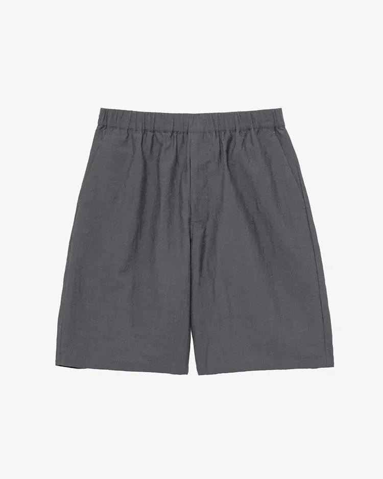 Graphpaper (MEN) / Cotton Linen Seersucker Track Shorts / GREY