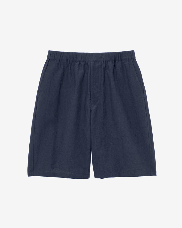 Graphpaper (MEN) / Cotton Linen Seersucker Track Shorts / NAVY