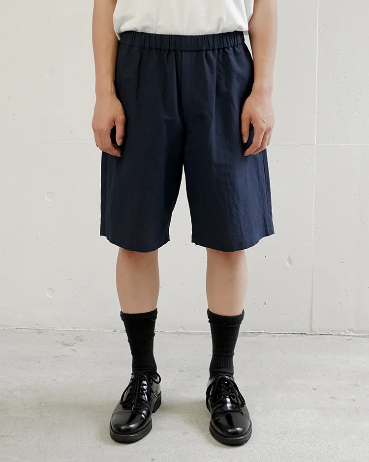 Graphpaper (MEN) / Cotton Linen Seersucker Track Shorts / NAVY