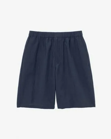 Graphpaper (MEN) / Cotton Linen Seersucker Track Shorts / NAVY