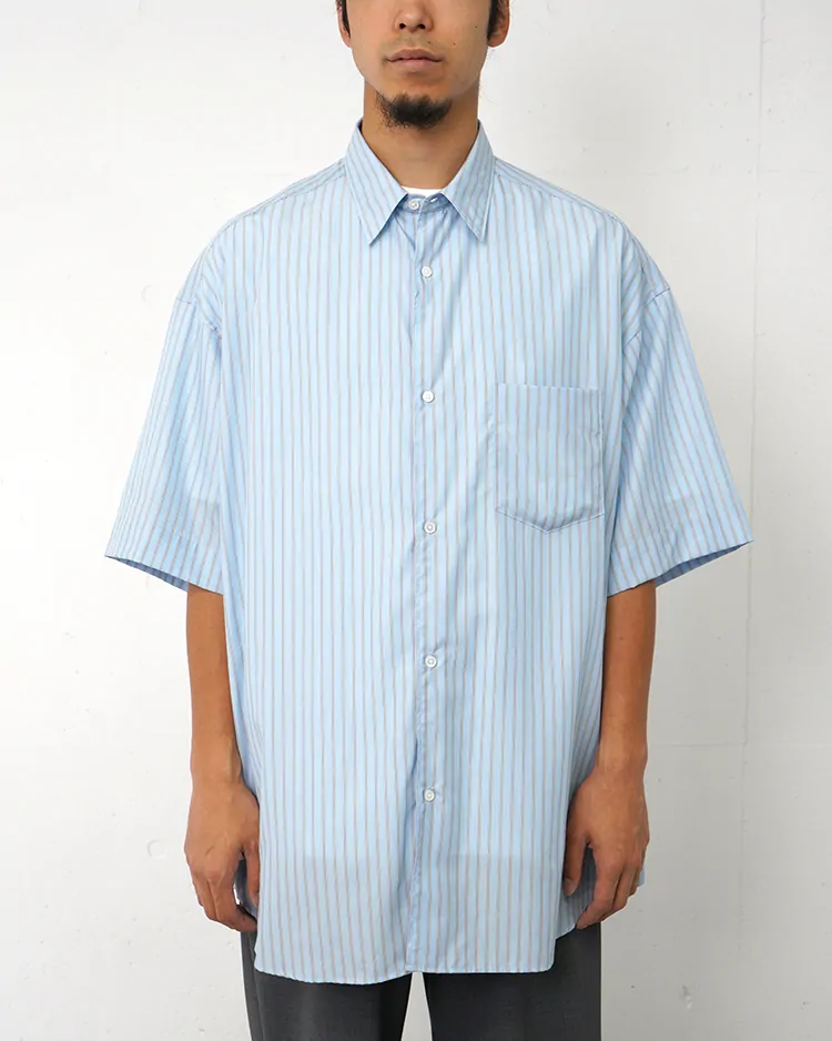 Graphpaper (MEN) / SIDOGRAS S/S Oversized Regular Collar Shirt / SAX STRIPE