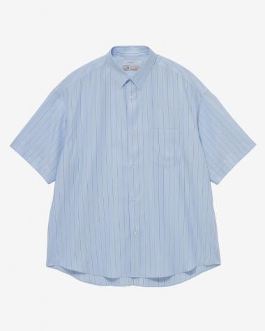  / SIDOGRAS S/S Oversized Regular Collar Shirt / GREEN PIN STRIPE
