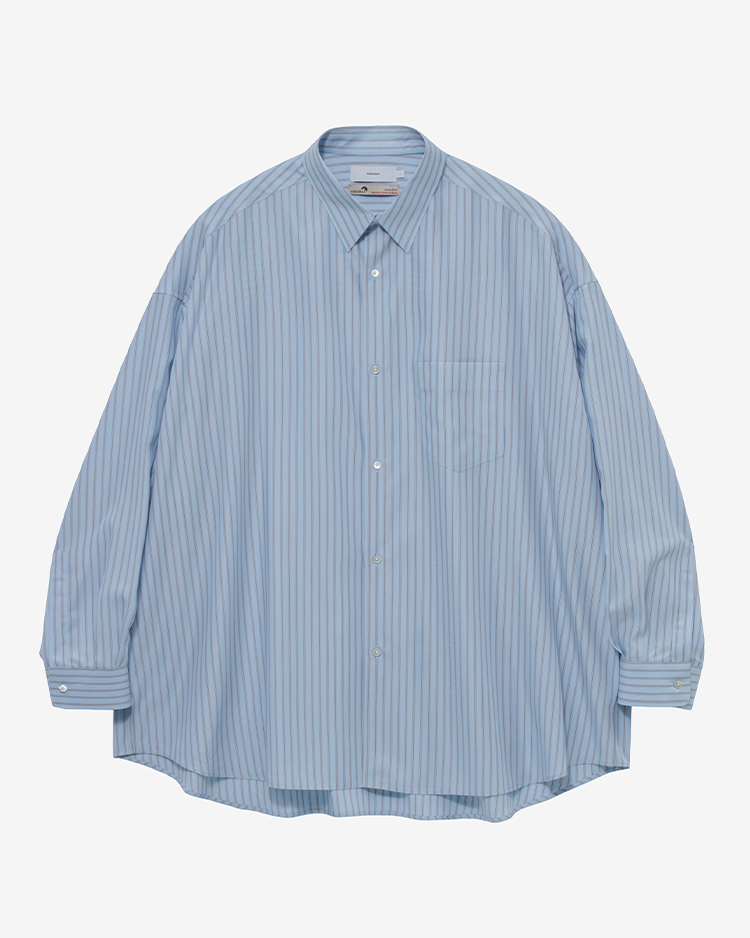 トップス Graphpaper SIDOGRAS Regular Collar Shirt SIDOGRAS L/S Oversized Regular Collar Shirt / SAX STRIPE