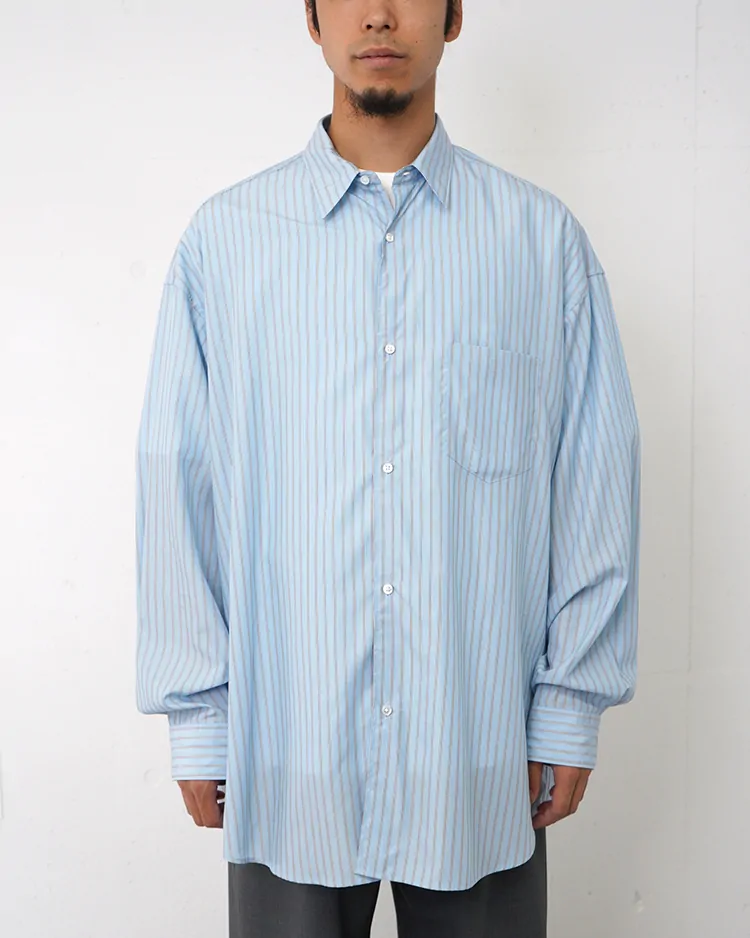 Graphpaper (MEN) / SIDOGRAS L/S Oversized Regular Collar Shirt / SAX STRIPE